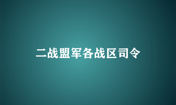 二战盟军各战区司令