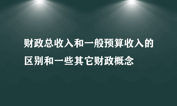 财政总收入和一般预算收入的区别和一些其它财政概念