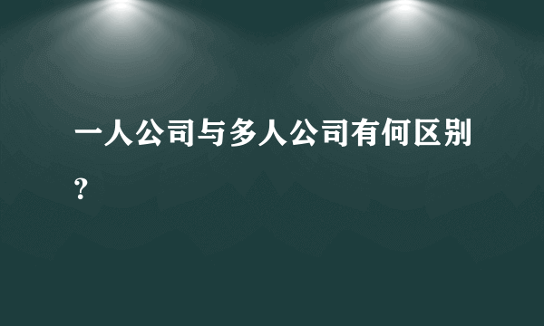 一人公司与多人公司有何区别？