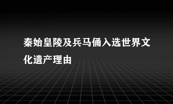 秦始皇陵及兵马俑入选世界文化遗产理由