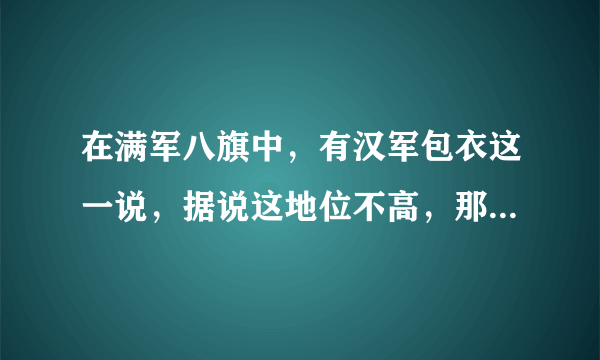 在满军八旗中，有汉军包衣这一说，据说这地位不高，那这是什么地位呢？