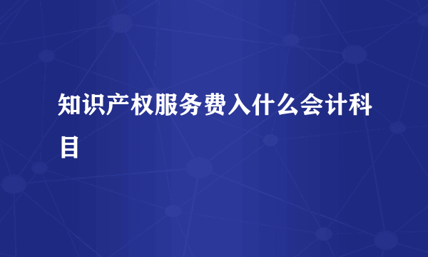 知识产权服务费入什么会计科目