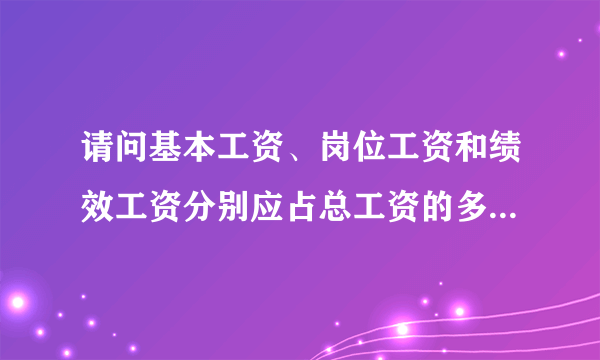 请问基本工资、岗位工资和绩效工资分别应占总工资的多少比例？