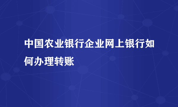 中国农业银行企业网上银行如何办理转账