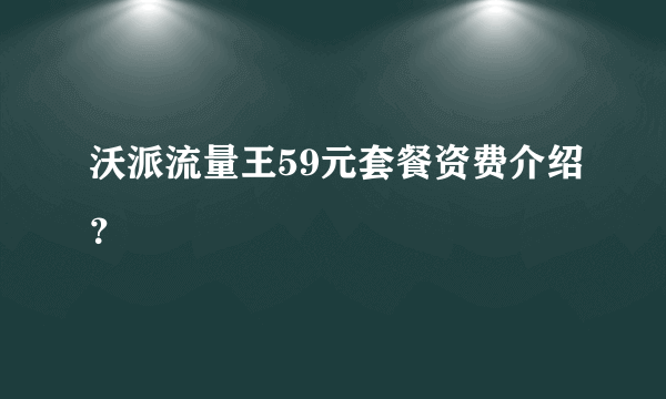 沃派流量王59元套餐资费介绍？