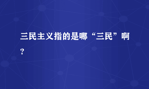 三民主义指的是哪“三民”啊？