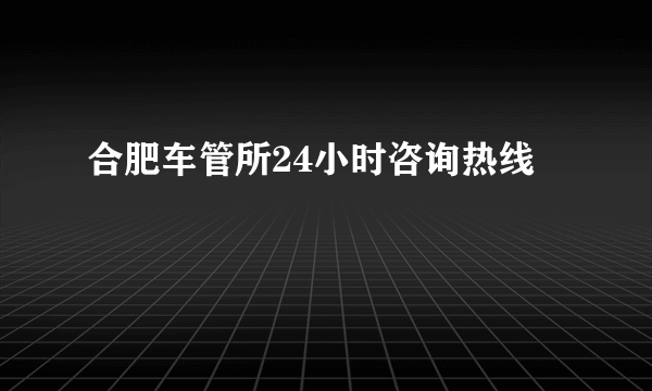 合肥车管所24小时咨询热线