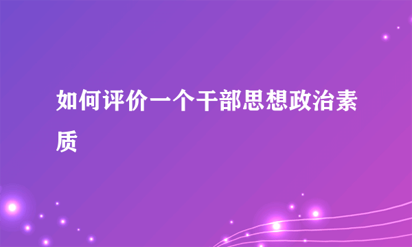 如何评价一个干部思想政治素质