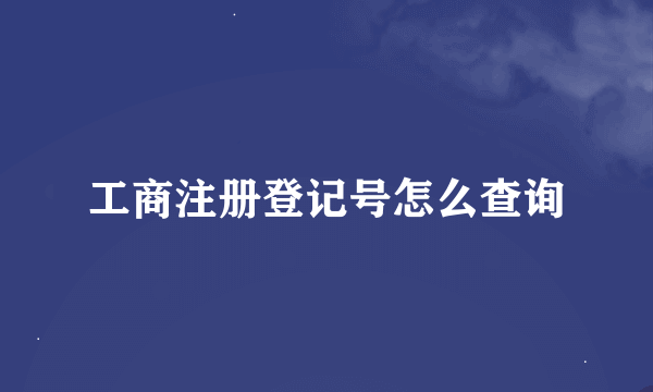 工商注册登记号怎么查询