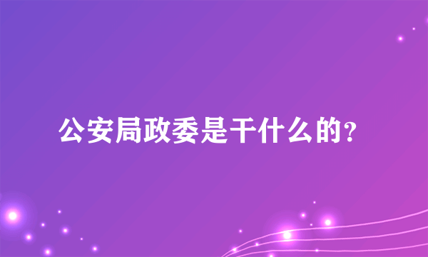 公安局政委是干什么的？