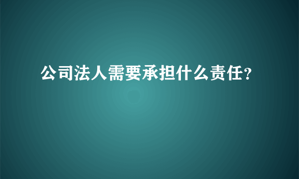 公司法人需要承担什么责任？