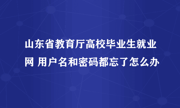 山东省教育厅高校毕业生就业网 用户名和密码都忘了怎么办