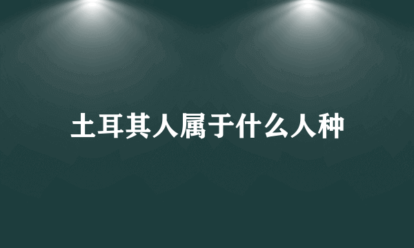 土耳其人属于什么人种