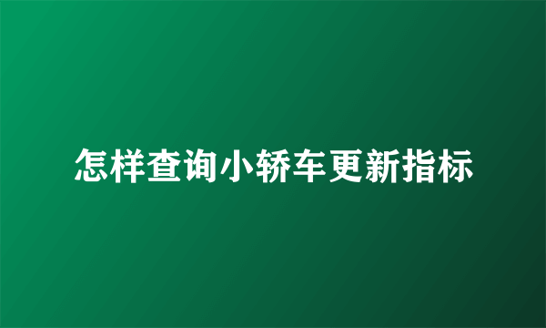 怎样查询小轿车更新指标