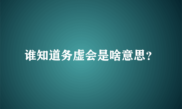 谁知道务虚会是啥意思？