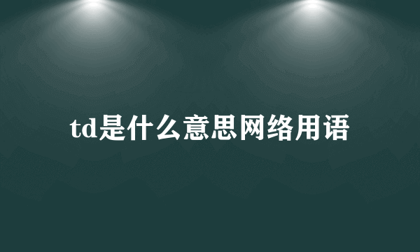 td是什么意思网络用语