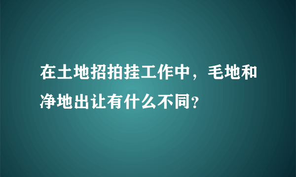 在土地招拍挂工作中，毛地和净地出让有什么不同？