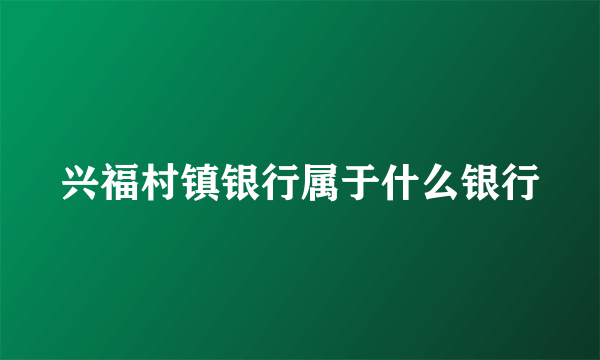 兴福村镇银行属于什么银行