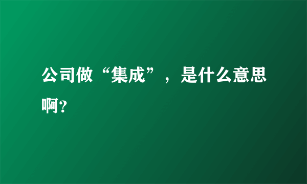 公司做“集成”，是什么意思啊？