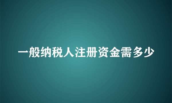 一般纳税人注册资金需多少