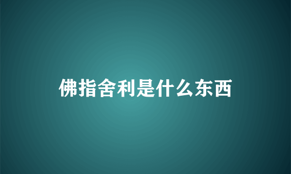 佛指舍利是什么东西