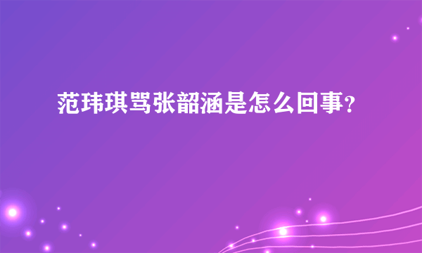 范玮琪骂张韶涵是怎么回事？