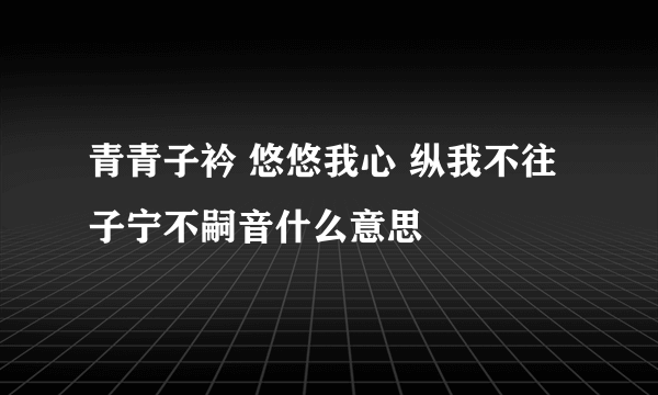 青青子衿 悠悠我心 纵我不往 子宁不嗣音什么意思