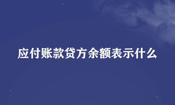 应付账款贷方余额表示什么