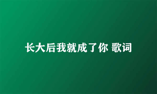 长大后我就成了你 歌词