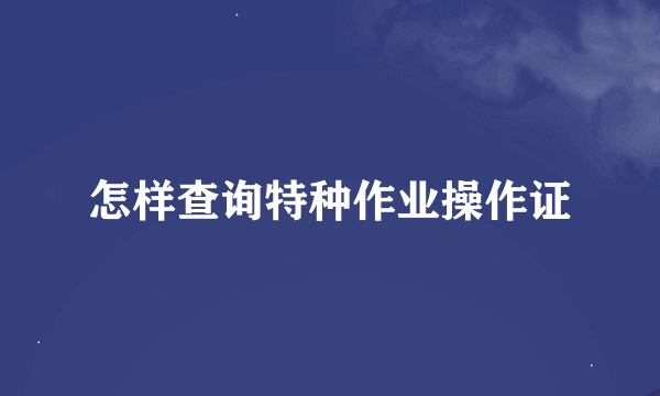 怎样查询特种作业操作证