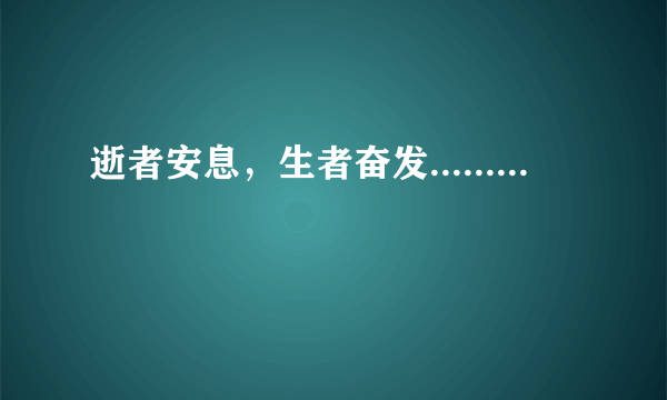 逝者安息，生者奋发.........