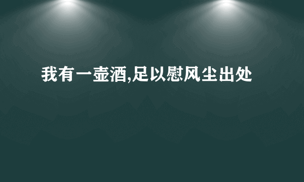 我有一壶酒,足以慰风尘出处