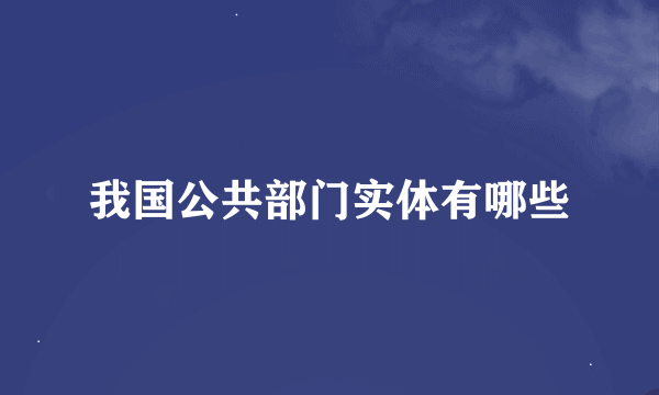 我国公共部门实体有哪些