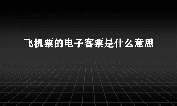 飞机票的电子客票是什么意思