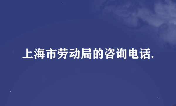 上海市劳动局的咨询电话.