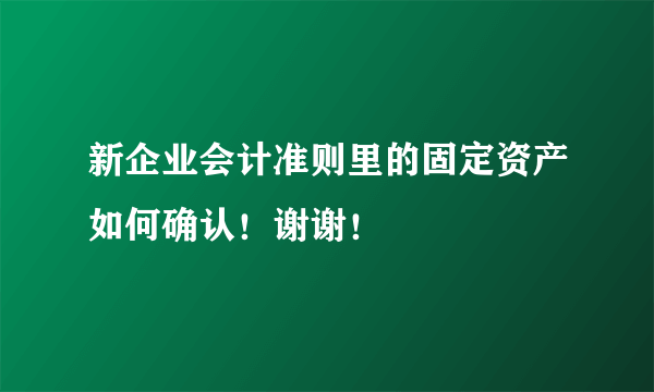 新企业会计准则里的固定资产如何确认！谢谢！