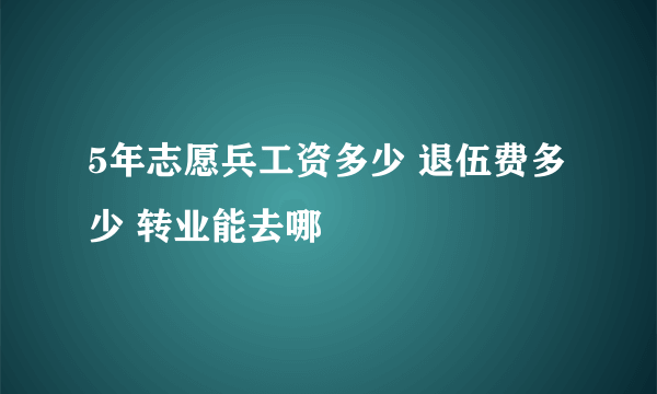 5年志愿兵工资多少 退伍费多少 转业能去哪