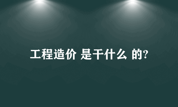 工程造价 是干什么 的?