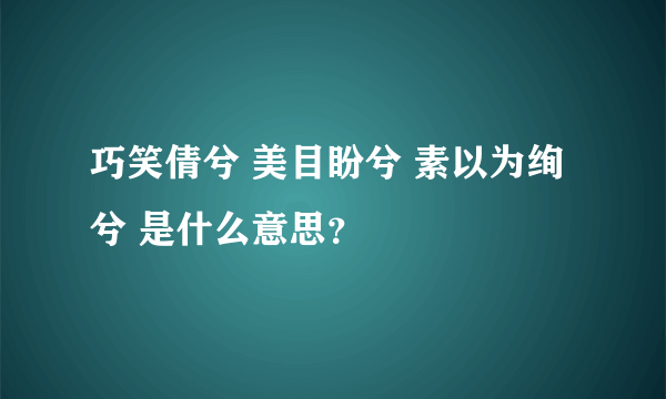 巧笑倩兮 美目盼兮 素以为绚兮 是什么意思？