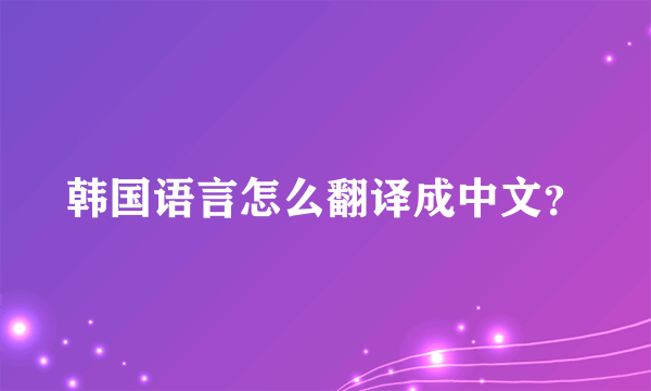 韩国语言怎么翻译成中文？