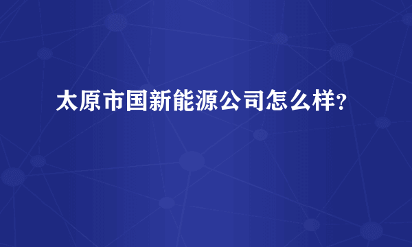 太原市国新能源公司怎么样？