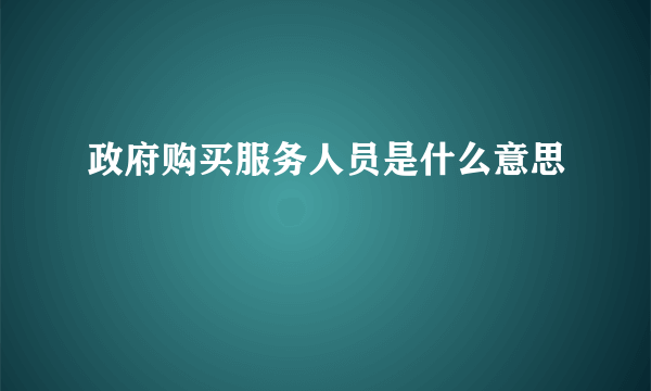 政府购买服务人员是什么意思