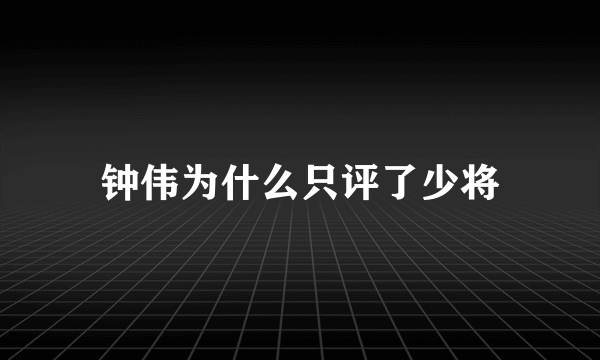 钟伟为什么只评了少将