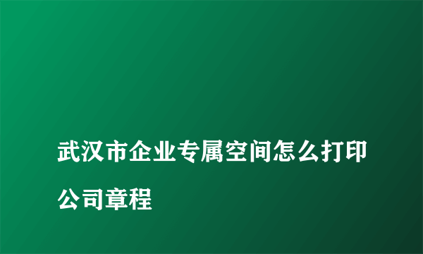 
武汉市企业专属空间怎么打印公司章程

