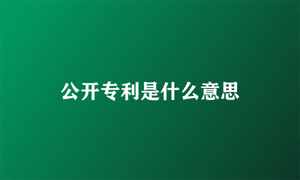 公开专利是什么意思