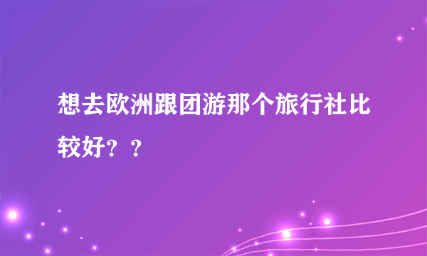 想去欧洲跟团游那个旅行社比较好？？