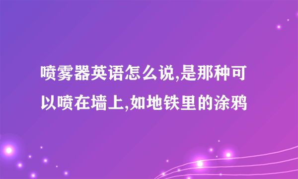 喷雾器英语怎么说,是那种可以喷在墙上,如地铁里的涂鸦