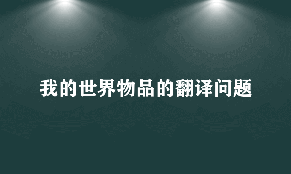 我的世界物品的翻译问题