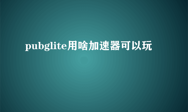 pubglite用啥加速器可以玩