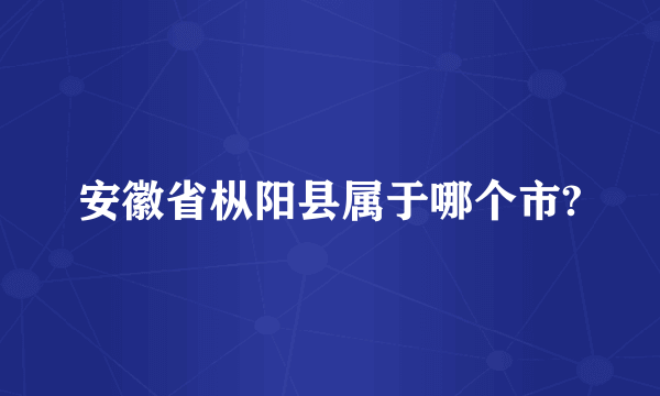 安徽省枞阳县属于哪个市?